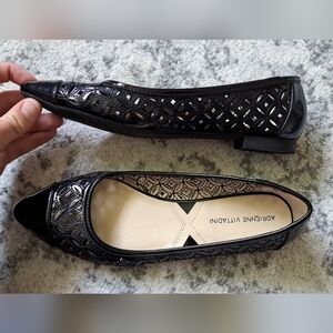 Adrienne Vittadini Black Patent Leather cutout flats Size 8.5